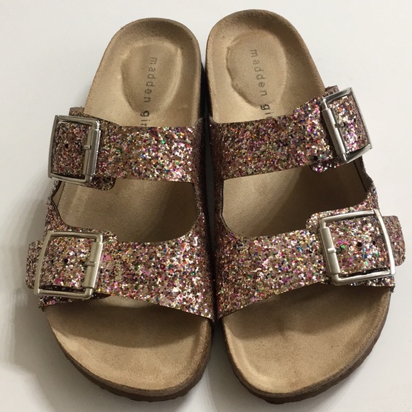 glitter double strap sandals